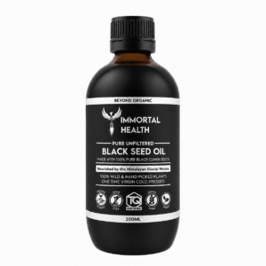 Immortal Health Beyond Organic Black Seed Oil 200ml amber glass bottle