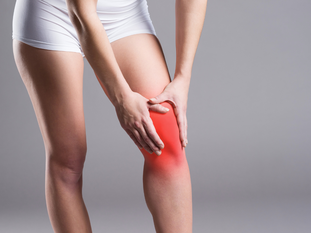 a woman's knee showing pain from inflammation